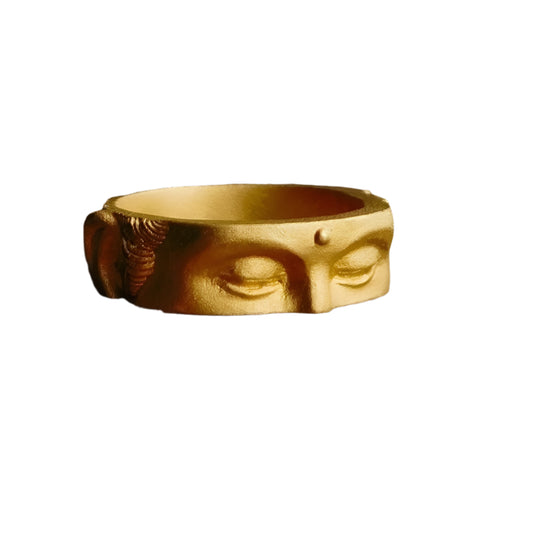 Speak No Evil Buddha Half Face Ring
